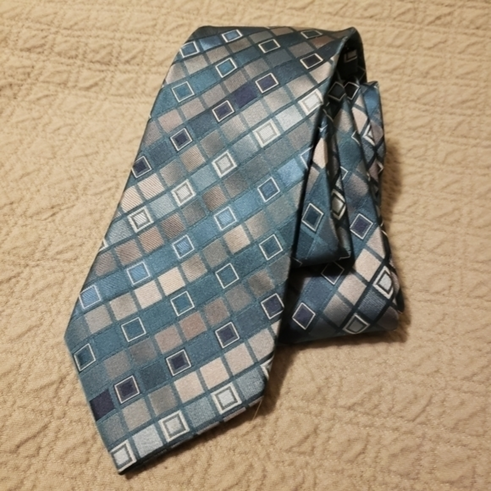 Joe Joseph Abboud blue gray silver silk‎ tie necktie